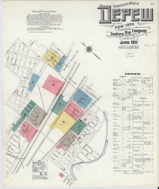 Sanborn Fire Insurance Map from Depew, Erie County, New York. (1911) – Historic Sanborn Fire Insurance Map Print