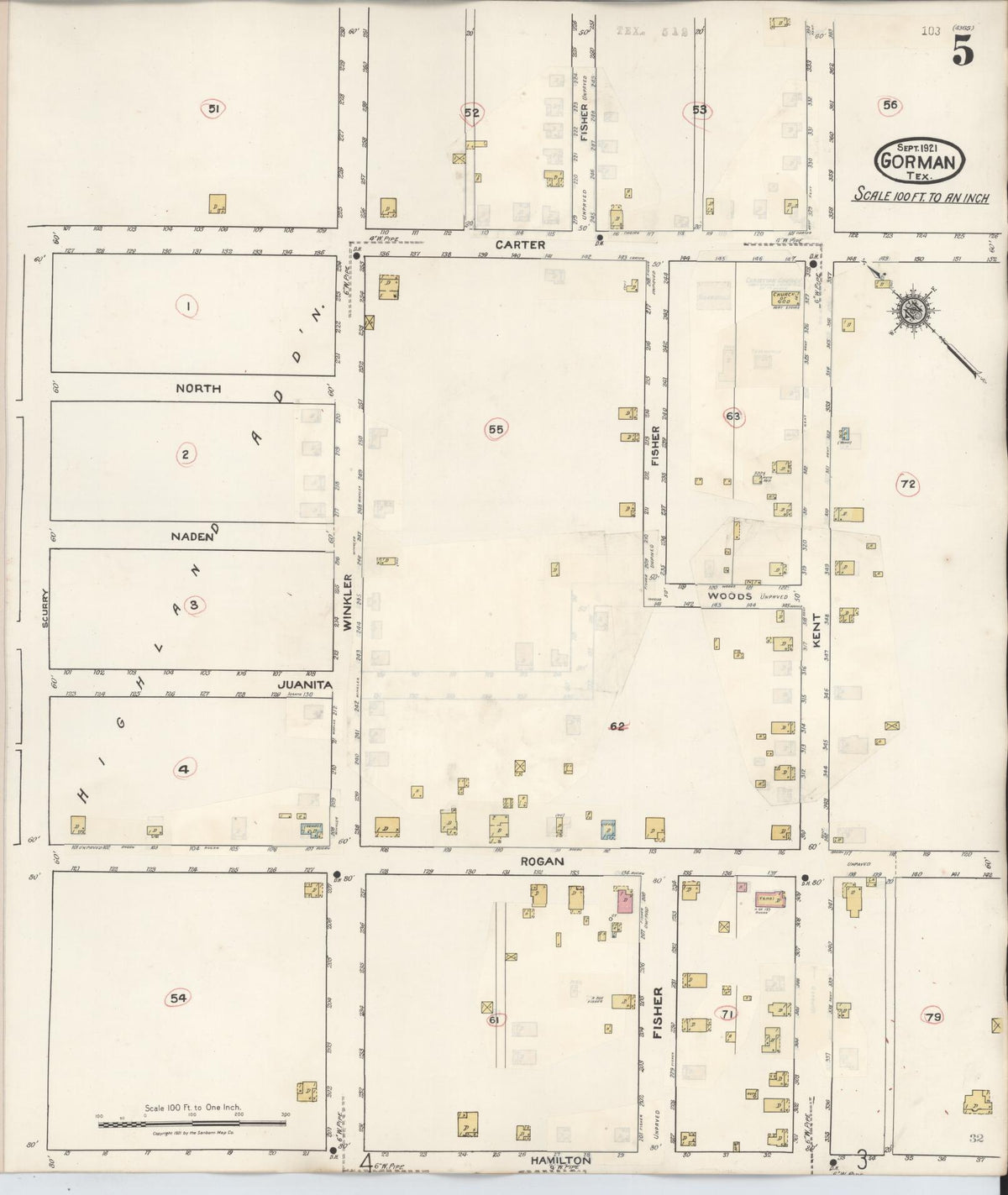 Sanborn Fire Insurance Map from Gorman, Eastland County, Texas (1945), Sheet #0005 - Complete Map Set gallery image, historic Sanborn map, vintage wall art, Texas Texas
