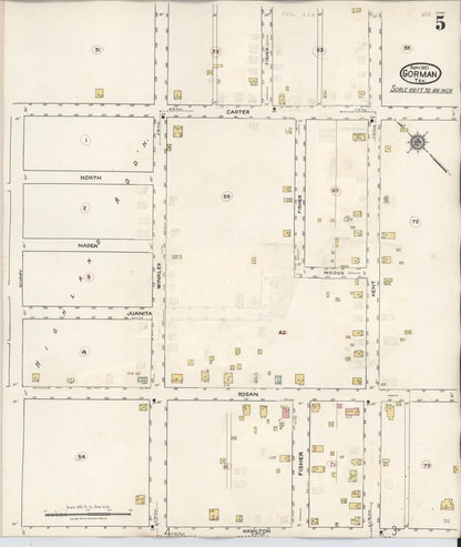Sanborn Fire Insurance Map from Gorman, Eastland County, Texas (1945), Sheet #0005 - Complete Map Set gallery image, historic Sanborn map, vintage wall art, Texas Texas