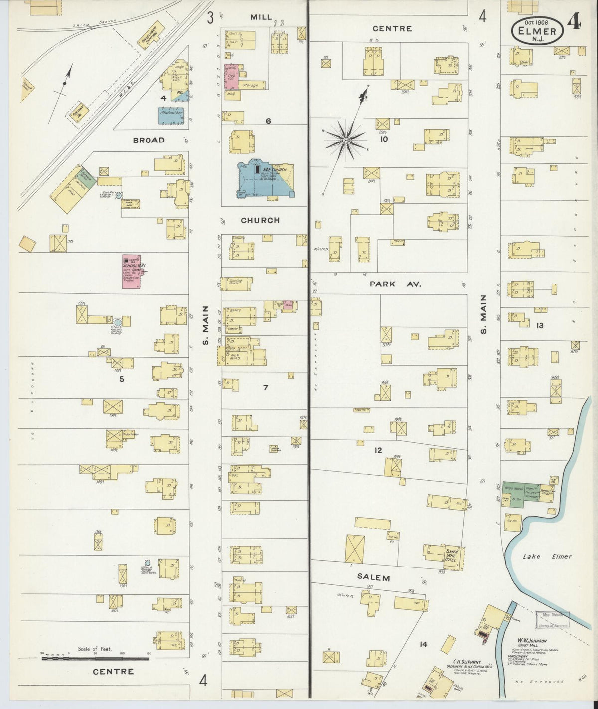 Sanborn Fire Insurance Map from Elmer, Salem County, New Jersey (1908), Sheet #0004 - Complete Map Set gallery image, historic Sanborn map, vintage wall art, New Jersey New Jersey
