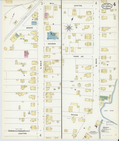Sanborn Fire Insurance Map from Elmer, Salem County, New Jersey (1908), Sheet #0004 - Complete Map Set gallery image, historic Sanborn map, vintage wall art, New Jersey New Jersey
