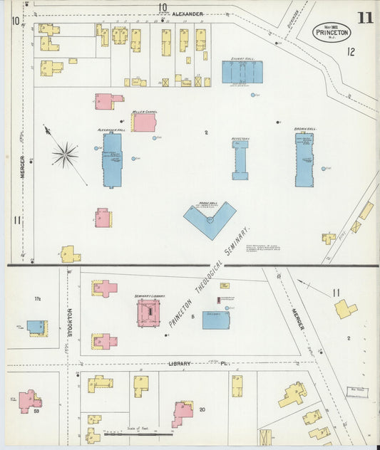 Sanborn Fire Insurance Map from Princeton, Mercer County, New Jersey (1902), Sheet #0011 - Historic Sanborn Fire Insurance Map Print, vintage old map wall art, antique decor, genealogy gift, New Jersey New Jersey map
