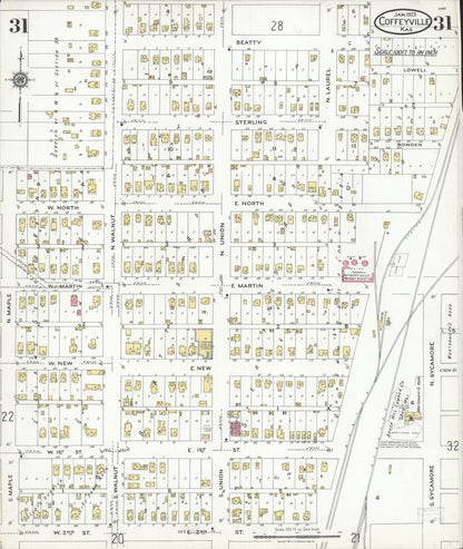 Sanborn Fire Insurance Map from Coffeyville, Montgomery County, Kansas (1923), Sheet #0031 - Complete Map Set gallery image, historic Sanborn map, vintage wall art, Kansas Kansas