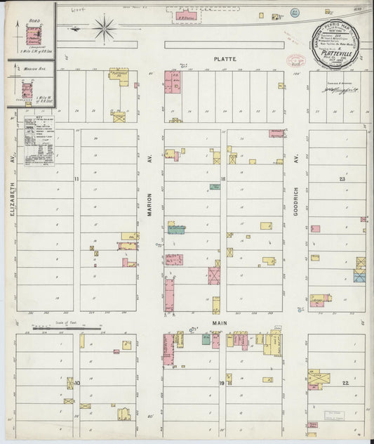 Sanborn Fire Insurance Map from Platteville, Weld County, Colorado (1895), Sheet #0001 - Historic Sanborn Fire Insurance Map Print, vintage old map wall art, antique decor, genealogy gift, Colorado Colorado map