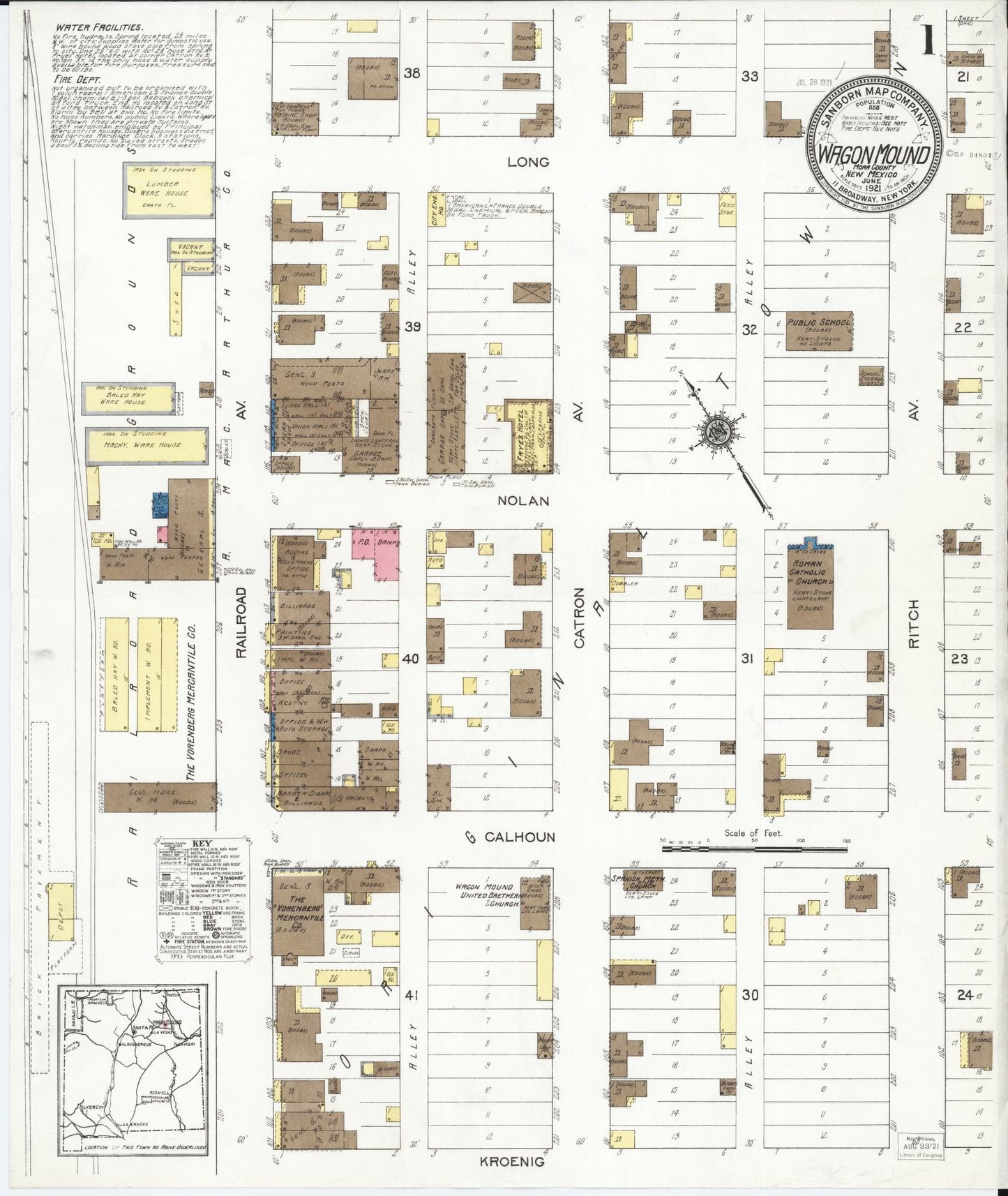 Sanborn Fire Insurance Map from Wagon Mound, Mora County, New Mexico. (1921) – Historic Sanborn Fire Insurance Map Print