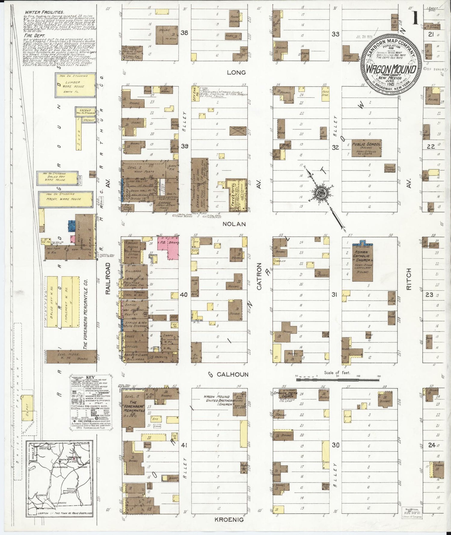 Sanborn Fire Insurance Map from Wagon Mound, Mora County, New Mexico. (1921) – Historic Sanborn Fire Insurance Map Print