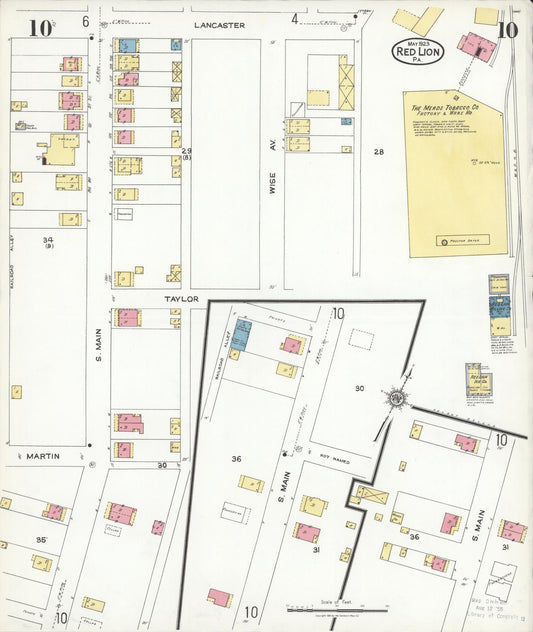 Sanborn Fire Insurance Map from Red Lion, York County, Pennsylvania (1923), Sheet #0010 - Historic Sanborn Fire Insurance Map Print, vintage old map wall art, antique decor, genealogy gift, Pennsylvania Pennsylvania map