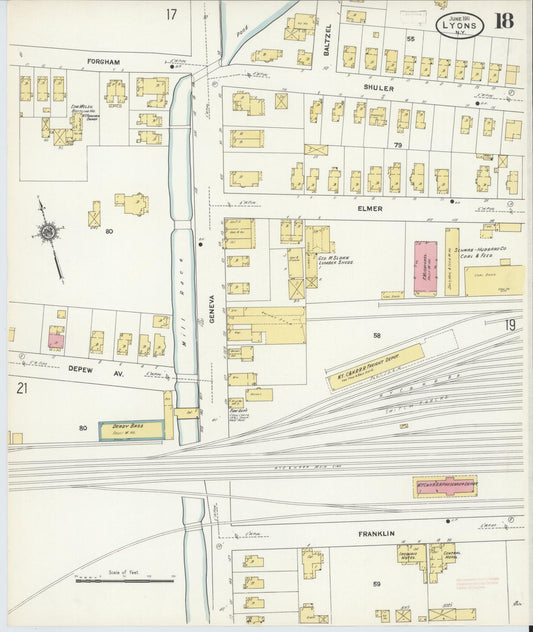 Sanborn Fire Insurance Map from Lyons, Wayne County, New York (1911), Sheet #0018 - Historic Sanborn Fire Insurance Map Print, vintage old map wall art, antique decor, genealogy gift, New York New York map