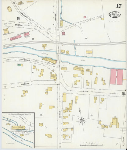 Sanborn Fire Insurance Map from Bristol, Hartford County, Connecticut (1905), Sheet #0017 - Complete Map Set gallery image, historic Sanborn map, vintage wall art, Connecticut Connecticut