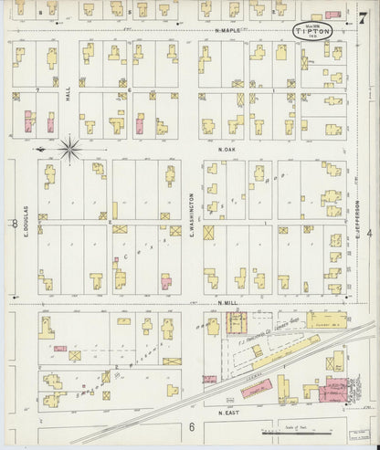 Sanborn Fire Insurance Map from Tipton, Tipton County, Indiana (1896), Sheet #0007 - Complete Map Set gallery image, historic Sanborn map, vintage wall art, Indiana Indiana