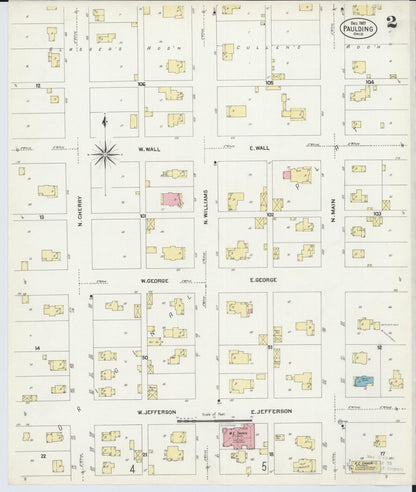 Sanborn Fire Insurance Map from Paulding, Paulding County, Ohio (1907), Sheet #0002 - Complete Map Set gallery image, historic Sanborn map, vintage wall art, Ohio Ohio