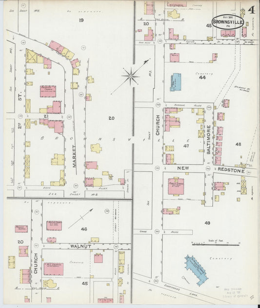 Sanborn Fire Insurance Map from Brownsville, Fayette County, Pennsylvania (1891), Sheet #0004 - Historic Sanborn Fire Insurance Map Print, vintage old map wall art, antique decor, genealogy gift, Pennsylvania Pennsylvania map