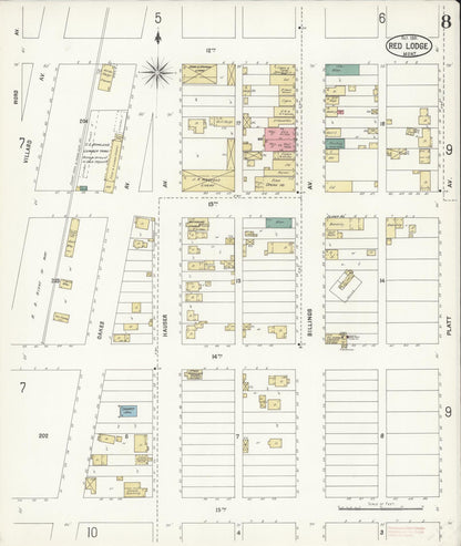 Sanborn Fire Insurance Map from Red Lodge, Carbon County, Montana (1901), Sheet #0008 - Complete Map Set gallery image, historic Sanborn map, vintage wall art, Montana Montana