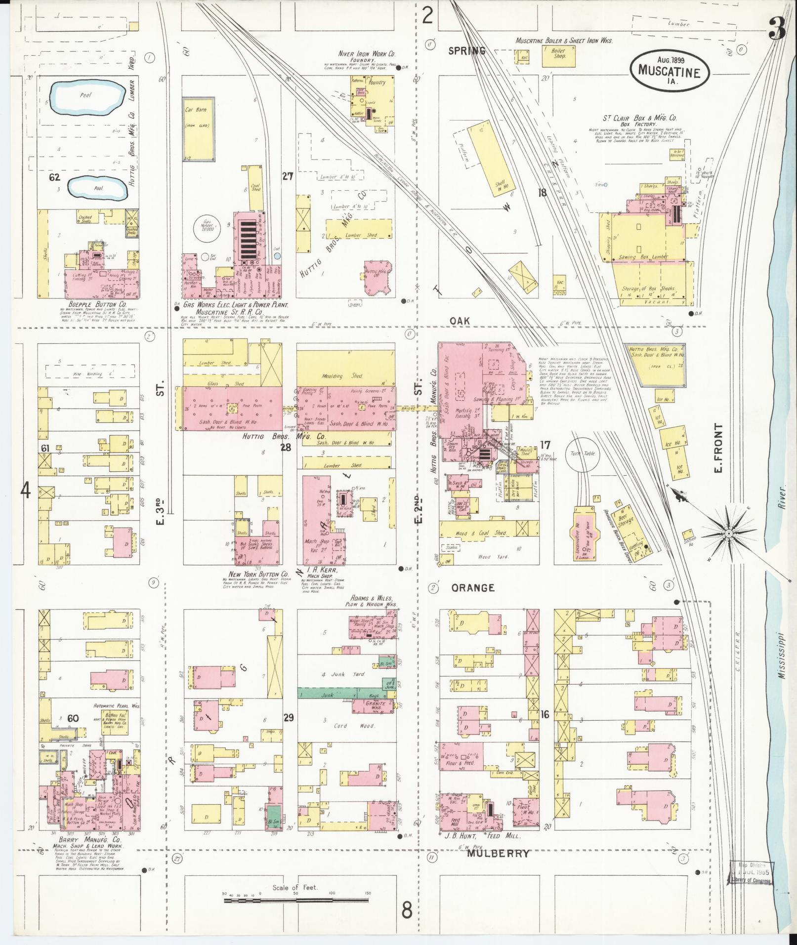 Sanborn Fire Insurance Map from Muscatine, Muscatine County, Iowa (1899), Sheet #0003 - Historic Sanborn Fire Insurance Map Print
