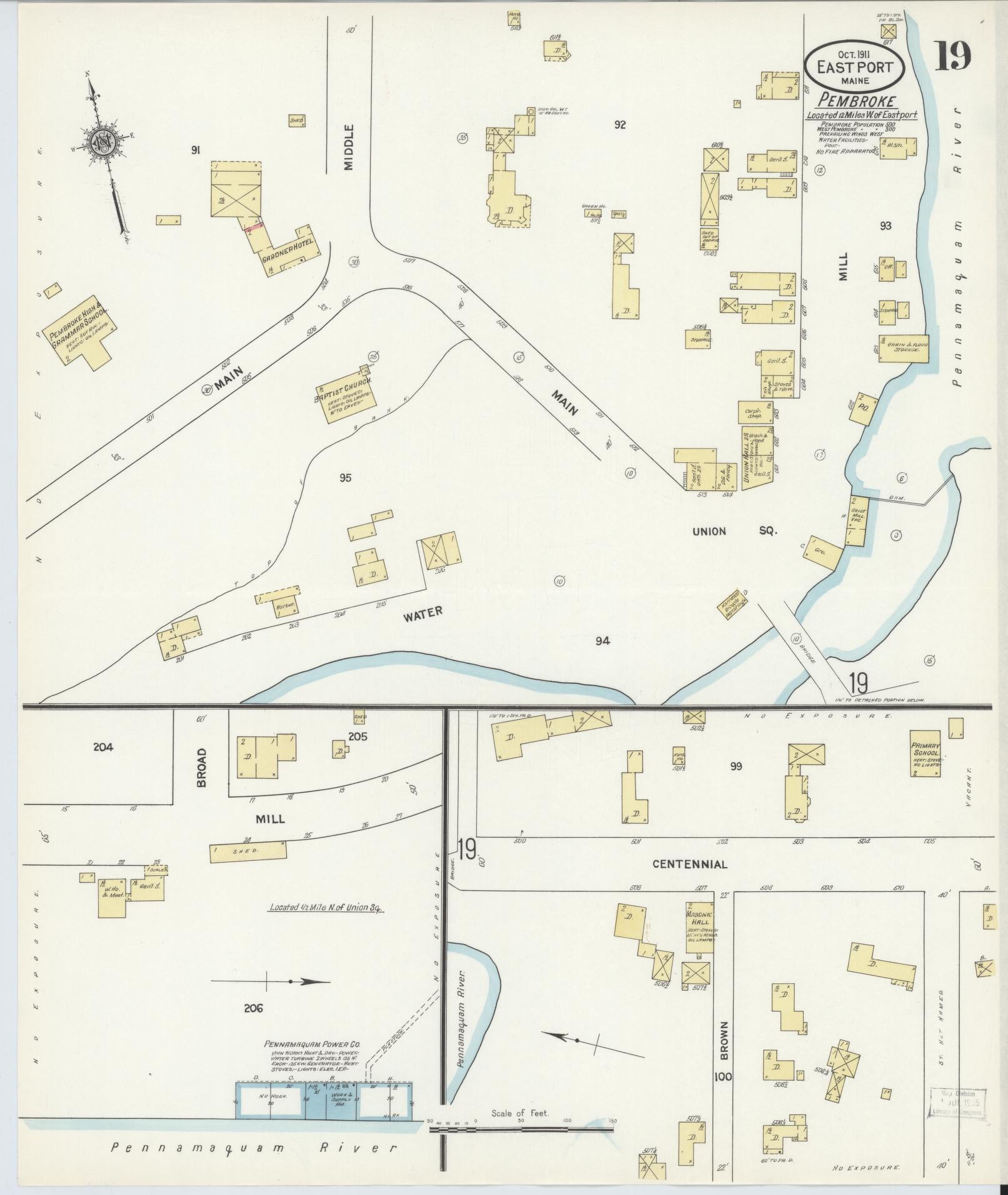 Sanborn Fire Insurance Map from Eastport, Washington County, Maine (1911), Sheet #0019 - Complete Map Set gallery image, historic Sanborn map, vintage wall art, Maine Maine