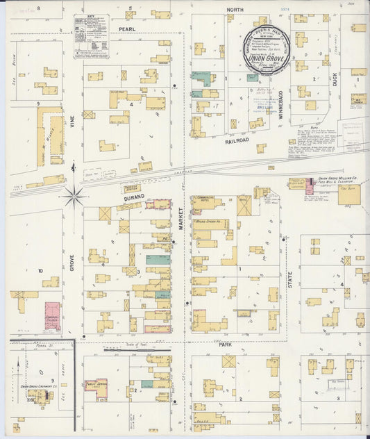 Sanborn Fire Insurance Map from Union Grove, Racine County, Wisconsin (1900), Sheet #0001 - Historic Sanborn Fire Insurance Map Print, vintage old map wall art, antique decor, genealogy gift, Wisconsin Wisconsin map