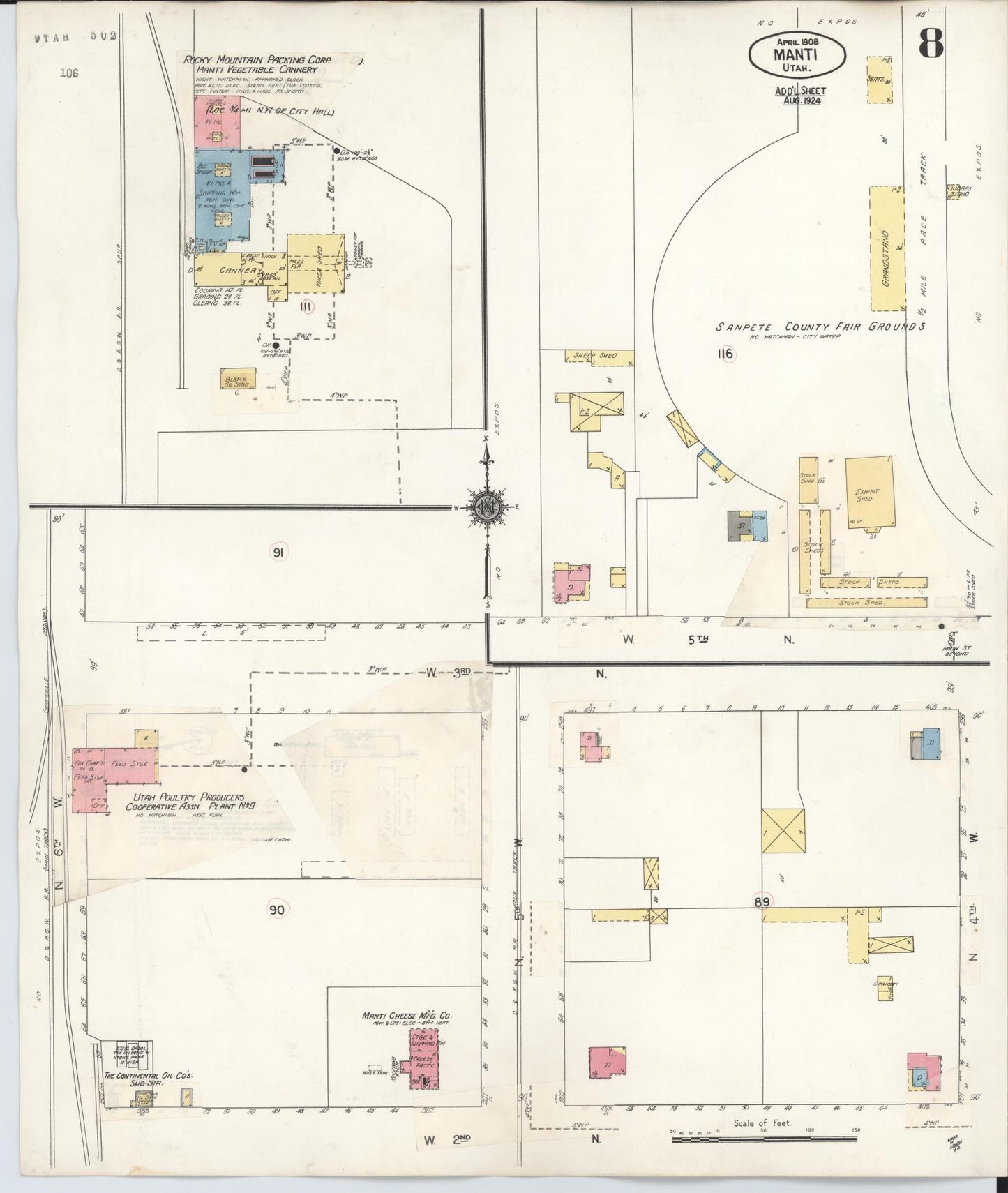 Sanborn Fire Insurance Map from Manti, Sanpete County, Utah (1931), Sheet #0008 - Complete Map Set gallery image, historic Sanborn map, vintage wall art, Utah Utah