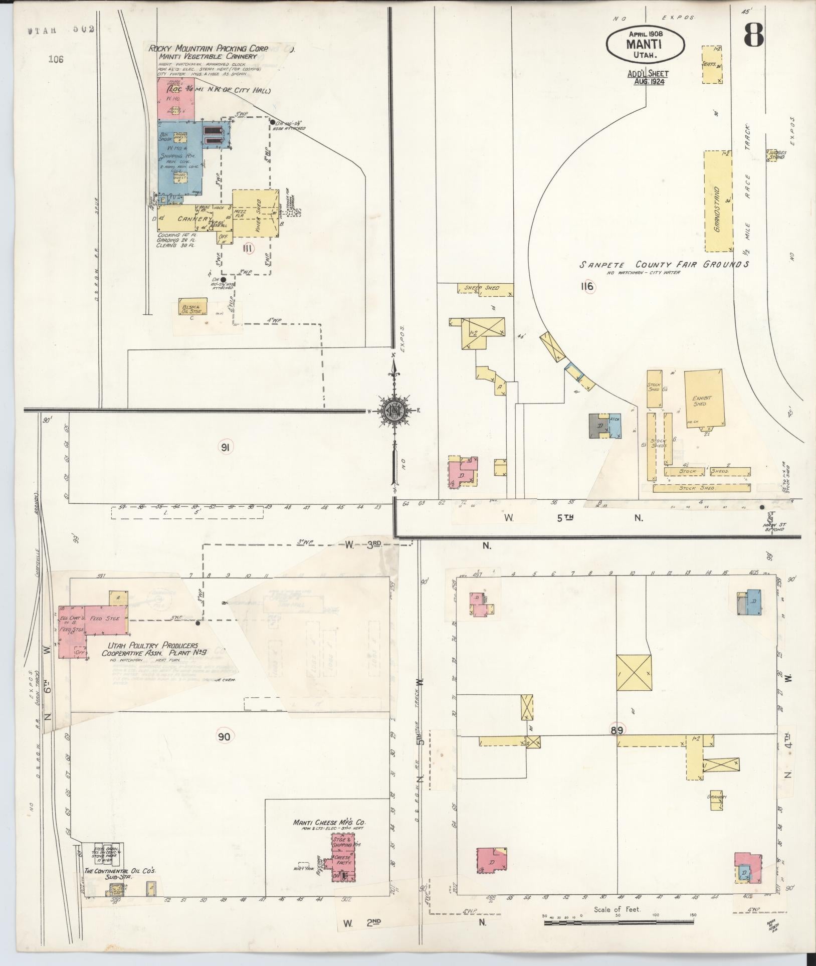 Sanborn Fire Insurance Map from Manti, Sanpete County, Utah (1931), Sheet #0008 - Complete Map Set gallery image, historic Sanborn map, vintage wall art, Utah Utah