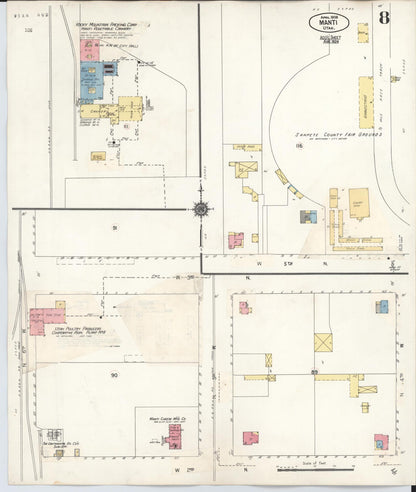 Sanborn Fire Insurance Map from Manti, Sanpete County, Utah (1931), Sheet #0008 - Complete Map Set gallery image, historic Sanborn map, vintage wall art, Utah Utah