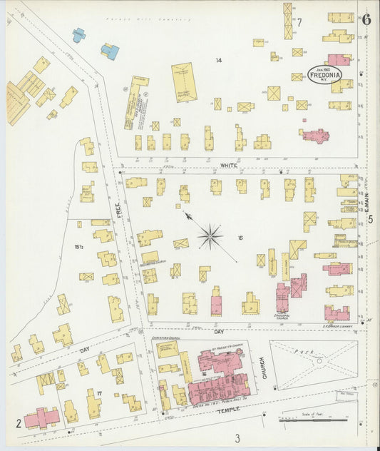 Sanborn Fire Insurance Map from Fredonia, Chautauqua County, New York (1902), Sheet #0006 - Historic Sanborn Fire Insurance Map Print, vintage old map wall art, antique decor, genealogy gift, New York New York map