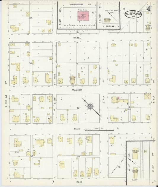 Sanborn Fire Insurance Map from Walnut Ridge, Lawrence County, Arkansas (1914), Sheet #0004 - Historic Sanborn Fire Insurance Map Print, vintage old map wall art, antique decor, genealogy gift, Arkansas Arkansas map