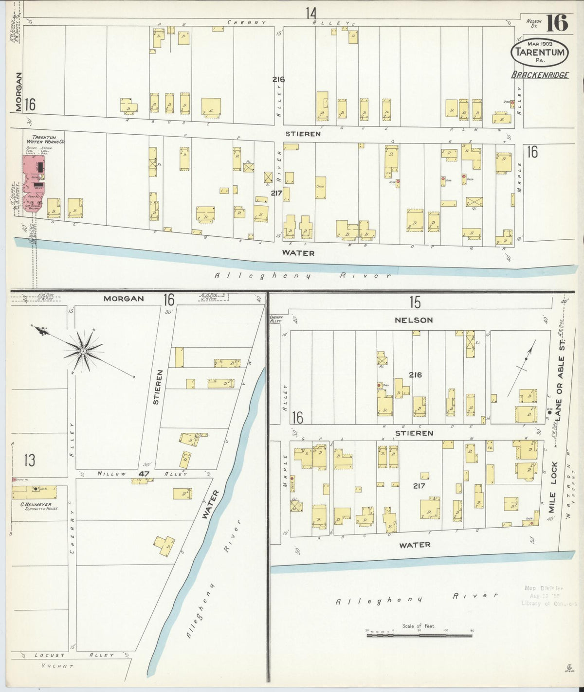 Sanborn Fire Insurance Map from Tarentum, Allegheny County, Pennsylvania (1909), Sheet #0016 - Historic Sanborn Fire Insurance Map Print, vintage old map wall art, antique decor, genealogy gift, Pennsylvania Pennsylvania map