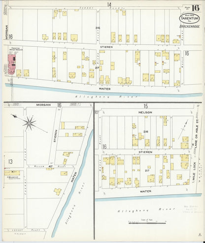 Sanborn Fire Insurance Map from Tarentum, Allegheny County, Pennsylvania (1909), Sheet #0016 - Historic Sanborn Fire Insurance Map Print, vintage old map wall art, antique decor, genealogy gift, Pennsylvania Pennsylvania map