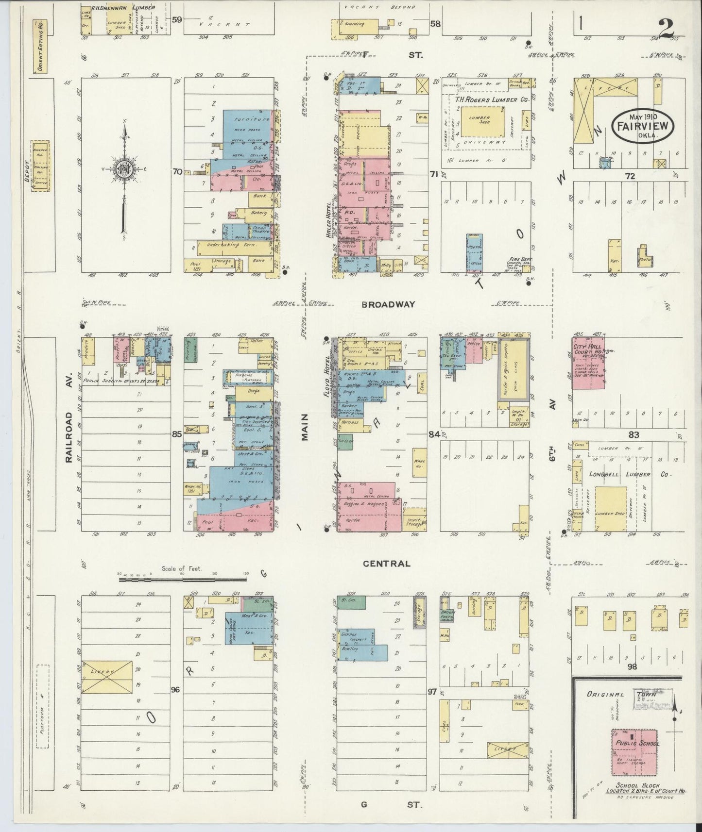 Sanborn Fire Insurance Map from Fairview, Major County, Oklahoma (1910), Sheet #0002 - Complete Map Set gallery image, historic Sanborn map, vintage wall art, Oklahoma Oklahoma