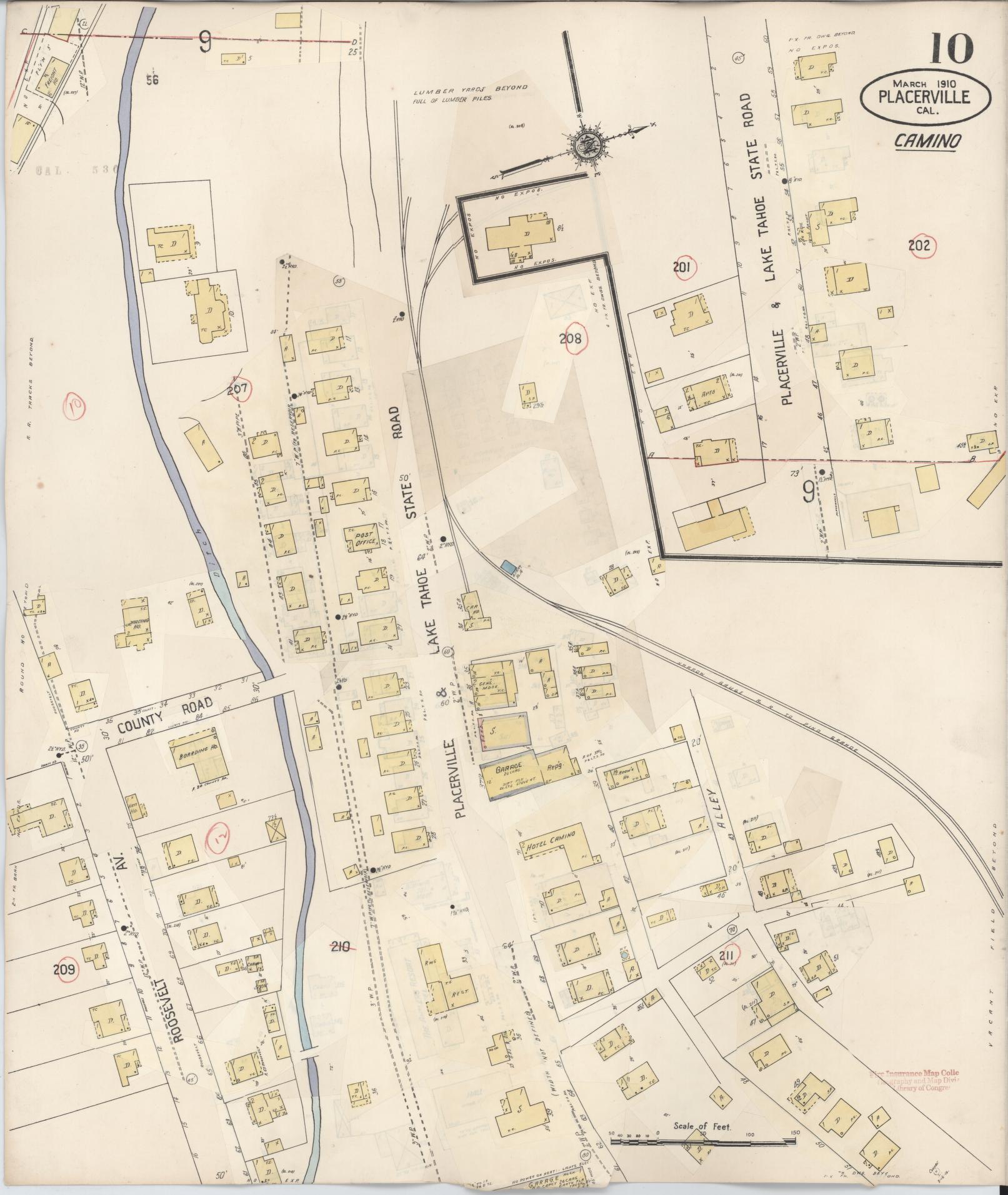 Sanborn Fire Insurance Map from Placerville, El Dorado County, California (1940), Sheet #0010 - Complete Map Set gallery image, historic Sanborn map, vintage wall art, California California
