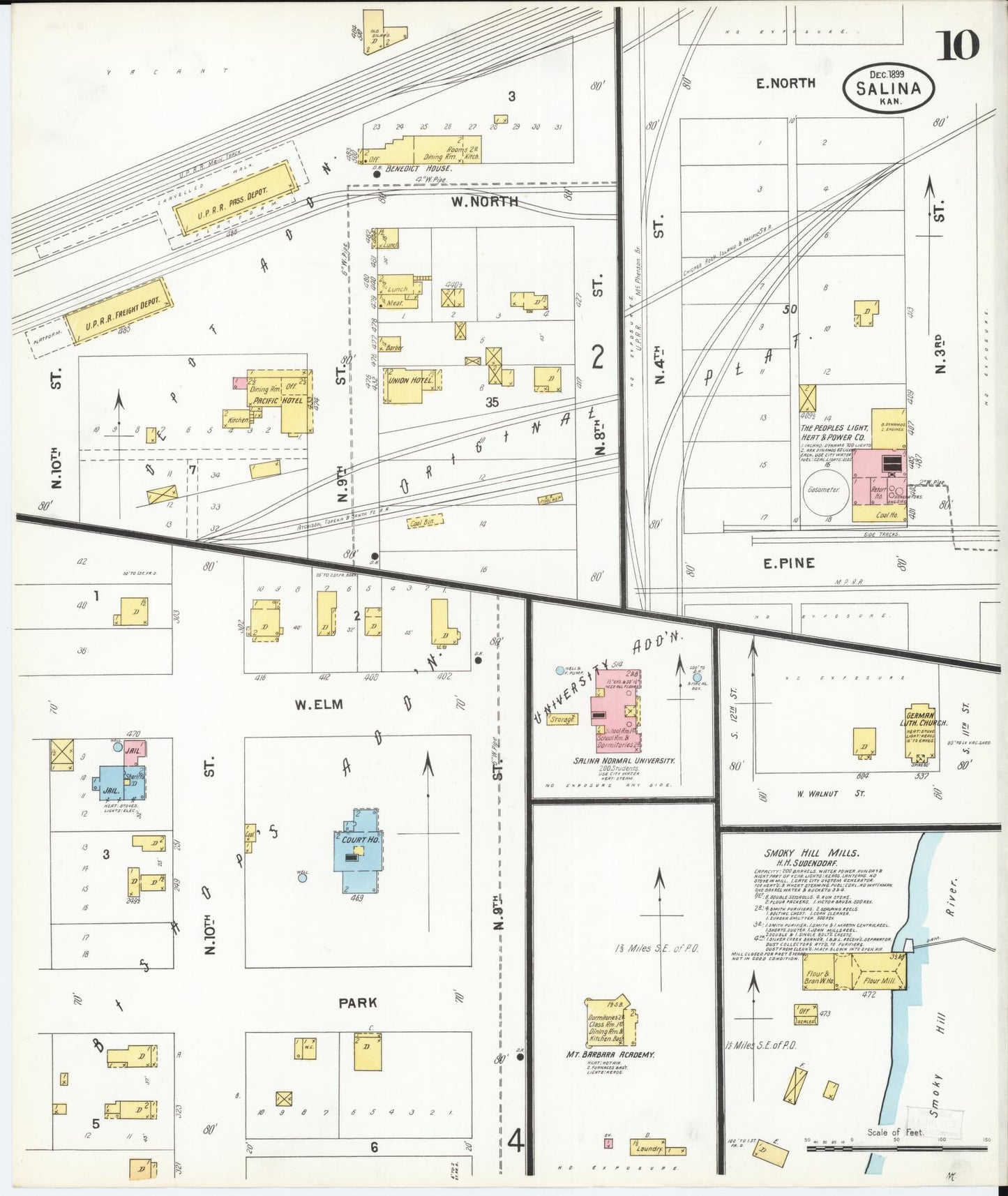 Sanborn Fire Insurance Map from Salina, Saline County, Kansas (1899), Sheet #0010 - Complete Map Set gallery image, historic Sanborn map, vintage wall art, Kansas Kansas
