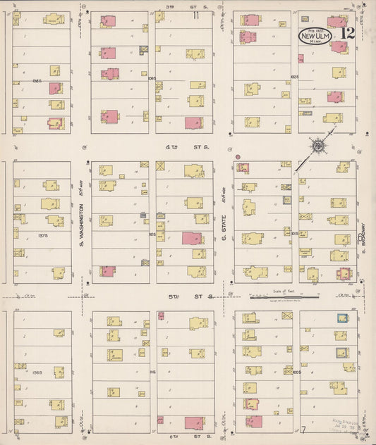 Sanborn Fire Insurance Map from New Ulm, Brown County, Minnesota (1922), Sheet #0012 - Historic Sanborn Fire Insurance Map Print, vintage old map wall art, antique decor, genealogy gift, Minnesota Minnesota map