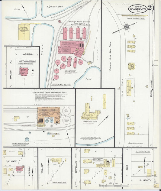 Sanborn Fire Insurance Map from Galesburg, Knox County, Illinois (1911), Sheet #0021 - Historic Sanborn Fire Insurance Map Print, vintage old map wall art, antique decor, genealogy gift, Illinois Illinois map