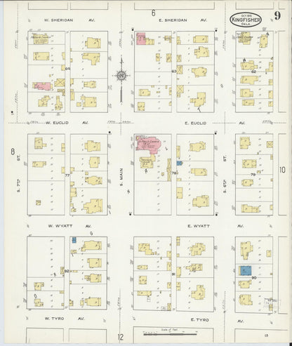 Sanborn Fire Insurance Map from Kingfisher, Kingfisher County, Oklahoma (1915), Sheet #0009 - Complete Map Set gallery image, historic Sanborn map, vintage wall art, Oklahoma Oklahoma