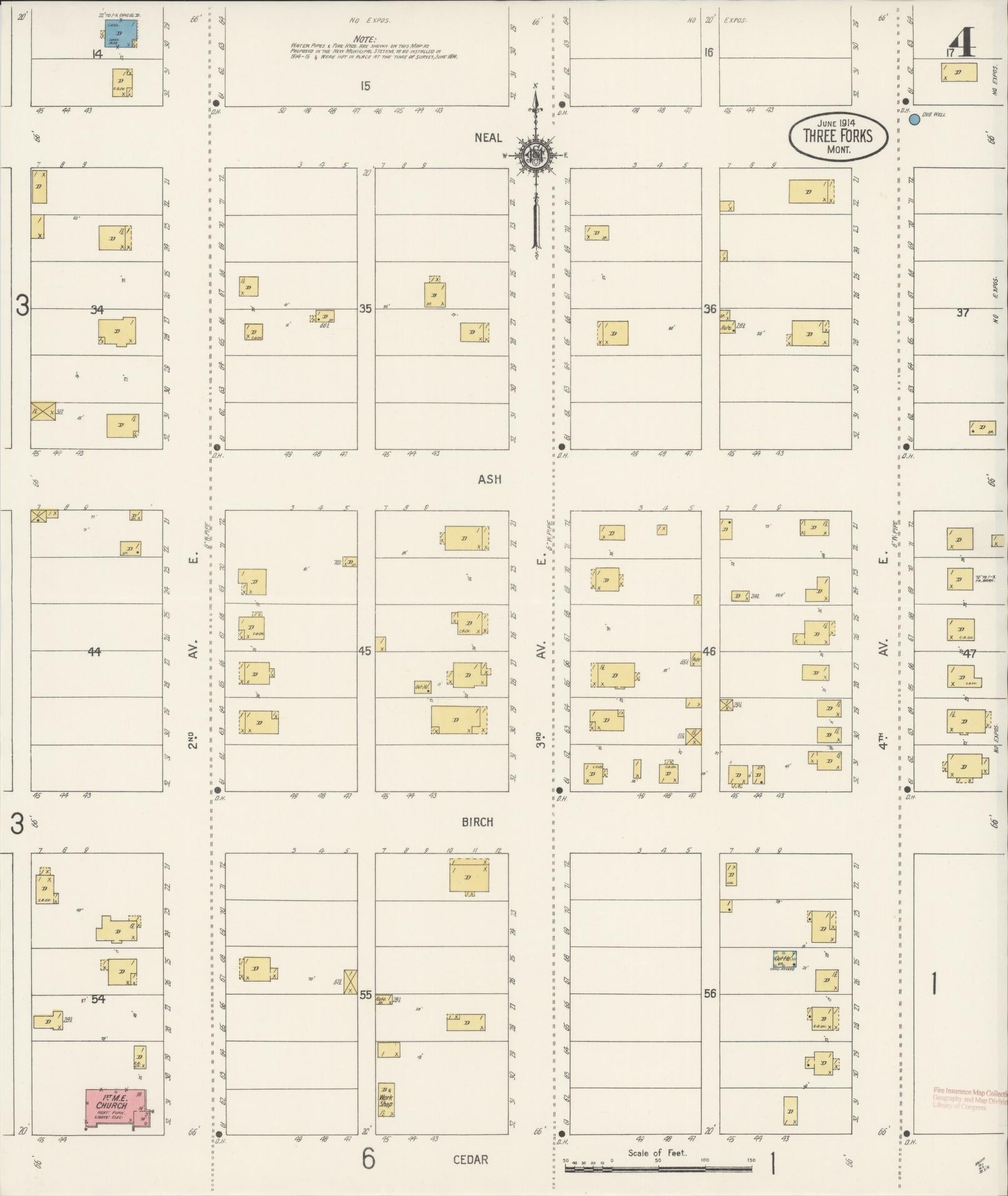 Sanborn Fire Insurance Map from Three Forks, Gallatin County, Montana (1914), Sheet #0004 - Historic Sanborn Fire Insurance Map Print, vintage old map wall art, antique decor, genealogy gift, Montana Montana map