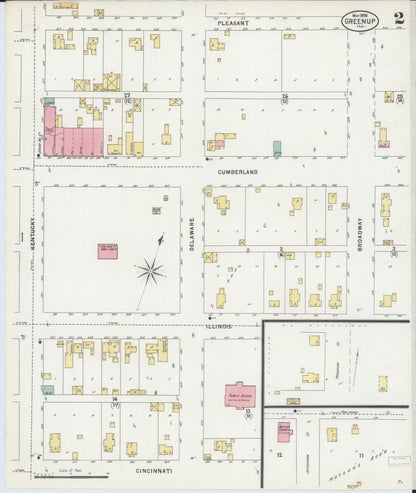 Sanborn Fire Insurance Map from Greenup, Cumberland County, Illinois (1898), Sheet #0002 - Historic Sanborn Fire Insurance Map Print, vintage old map wall art, antique decor, genealogy gift, Illinois Illinois map