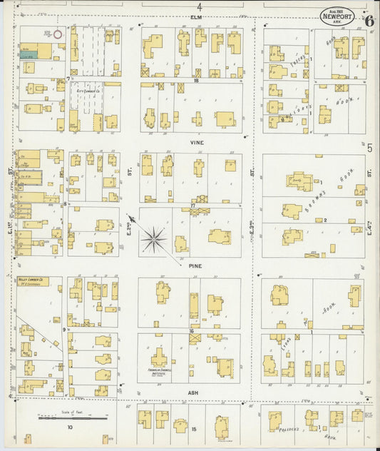 Sanborn Fire Insurance Map from Newport, Jackson County, Arkansas (1901), Sheet #0006 - Historic Sanborn Fire Insurance Map Print, vintage old map wall art, antique decor, genealogy gift, Arkansas Arkansas map