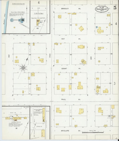 Sanborn Fire Insurance Map from Pauls Valley, Garvin County, Oklahoma (1903), Sheet #0005 - Complete Map Set gallery image, historic Sanborn map, vintage wall art, Oklahoma Oklahoma