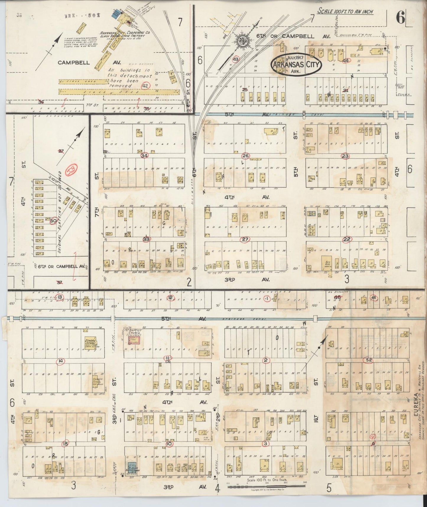 Sanborn Fire Insurance Map from Arkansas City, Desha County, Arkansas (1932), Sheet #0006 - Complete Map Set gallery image, historic Sanborn map, vintage wall art, Arkansas Arkansas