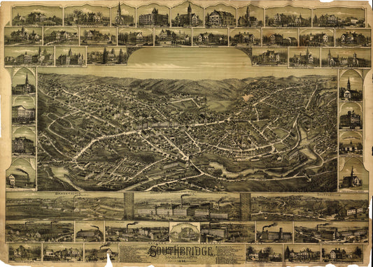 Southbridge, Massachusetts. (1892) – Historic Bird’s-Eye View Panorama Print