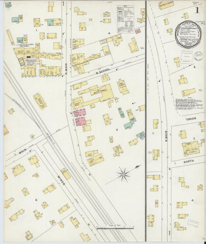 Sanborn Fire Insurance Map from Manchester, Hartford County, Connecticut (1896), Sheet #0001 - Complete Map Set gallery image, historic Sanborn map, vintage wall art, Connecticut Connecticut