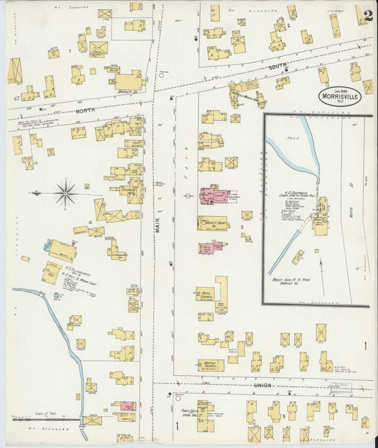 Sanborn Fire Insurance Map from Morrisville, Madison County, New York (1899), Sheet #0002 - Historic Sanborn Fire Insurance Map Print, vintage old map wall art, antique decor, genealogy gift, New York New York map