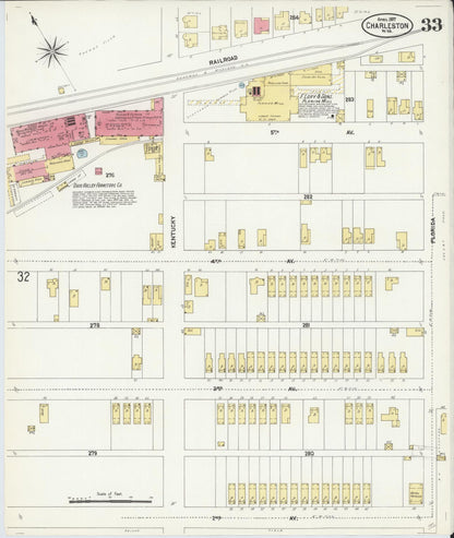 Sanborn Fire Insurance Map from Charleston, Kanawha County, West Virginia (1907), Sheet #0033 - Complete Map Set gallery image, historic Sanborn map, vintage wall art, West Virginia West Virginia