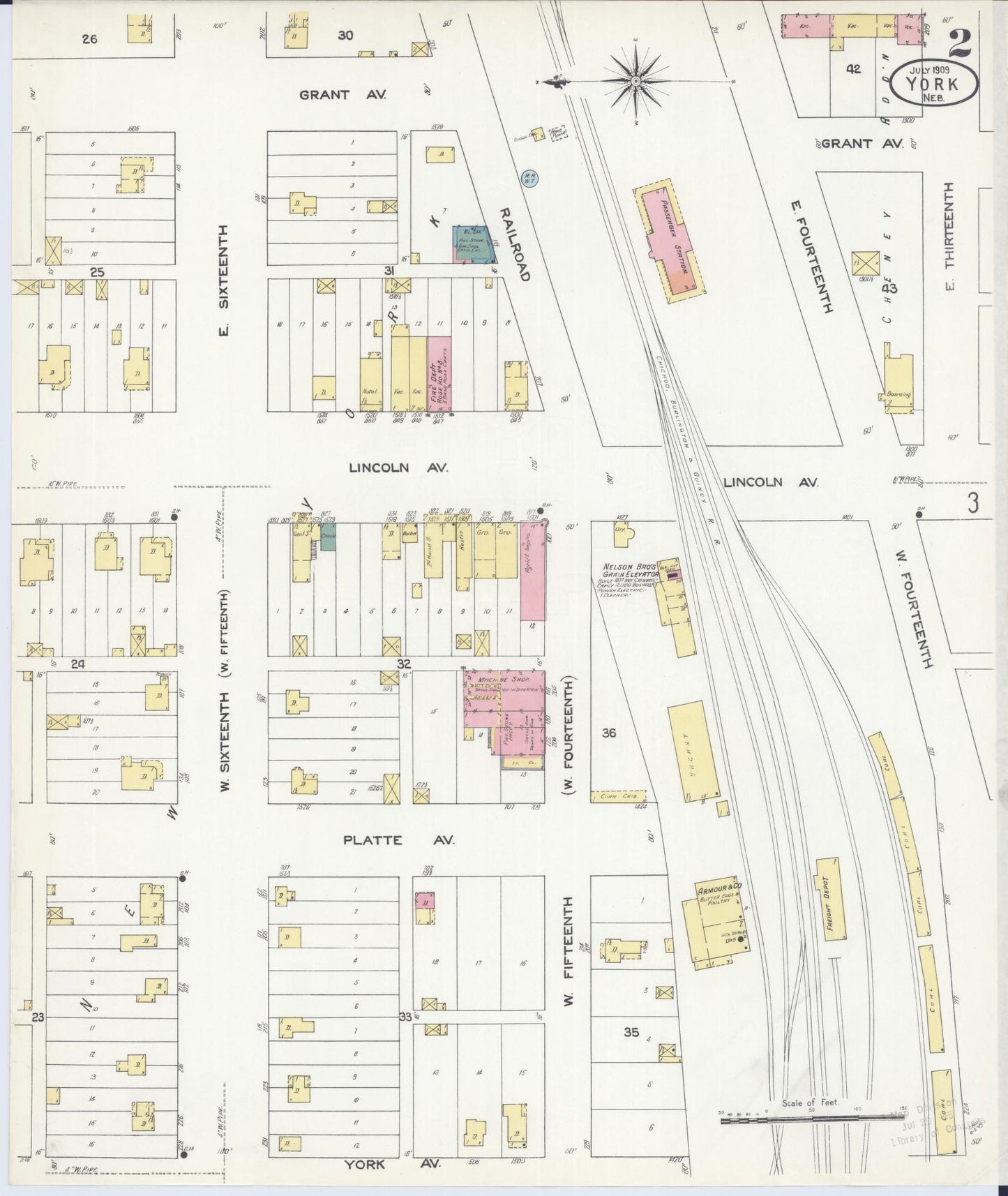 Sanborn Fire Insurance Map from York, York County, Nebraska (1909), Sheet #0002 - Complete Map Set gallery image, historic Sanborn map, vintage wall art, Nebraska Nebraska