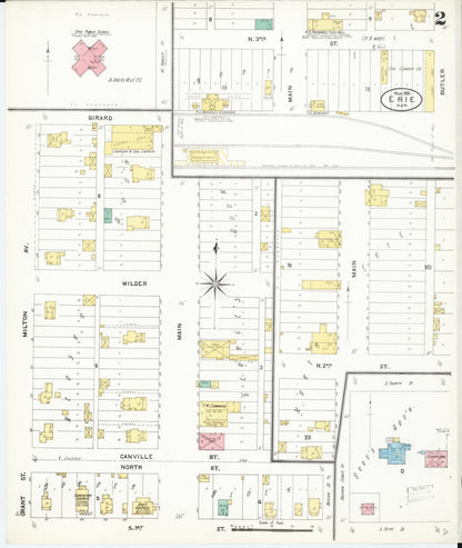 Sanborn Fire Insurance Map from Erie, Neosho County, Kansas (1906), Sheet #0002 - Complete Map Set gallery image, historic Sanborn map, vintage wall art, Kansas Kansas