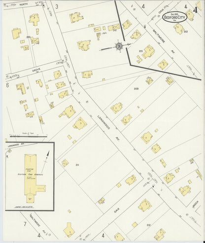 Sanborn Fire Insurance Map from Bedford, Independent Cities, Virginia (1913), Sheet #0004 - Complete Map Set gallery image, historic Sanborn map, vintage wall art, Virginia Virginia