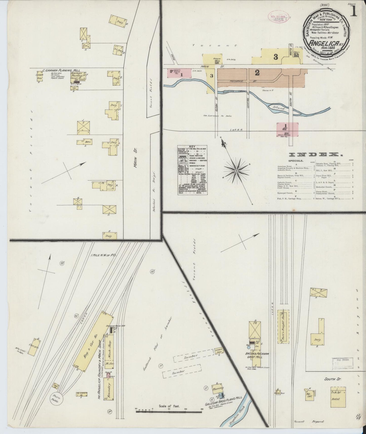 Sanborn Fire Insurance Map from Angelica, Allegany County, New York. (1888) – Historic Sanborn Fire Insurance Map Print