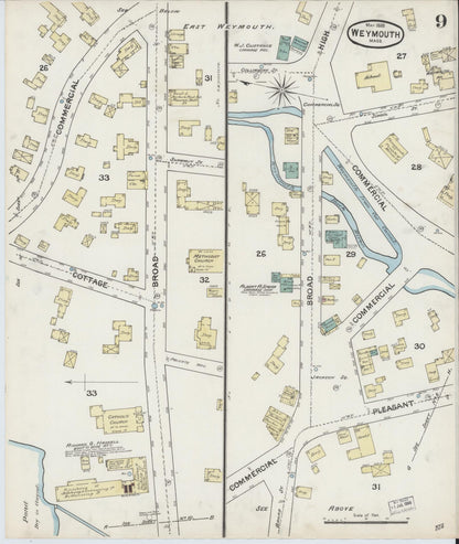 Sanborn Fire Insurance Map from Weymouth, Norfolk County, Massachusetts (1888), Sheet #0009 - Complete Map Set gallery image, historic Sanborn map, vintage wall art, Massachusetts Massachusetts