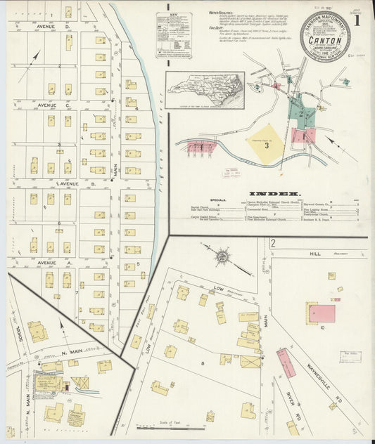 Sanborn Fire Insurance Map from Canton, Haywood County, North Carolina. (1912) – Historic Sanborn Fire Insurance Map Print
