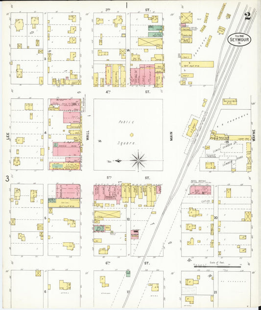 Sanborn Fire Insurance Map from Seymour, Wayne County, Iowa (1900), Sheet #0002 - Historic Sanborn Fire Insurance Map Print, vintage old map wall art