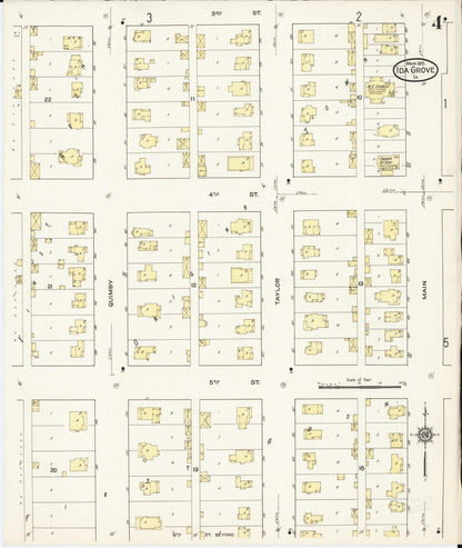 Sanborn Fire Insurance Map from Ida Grove, Ida County, Iowa (1915), Sheet #0004 - Historic Sanborn Fire Insurance Map Print, vintage old map wall art